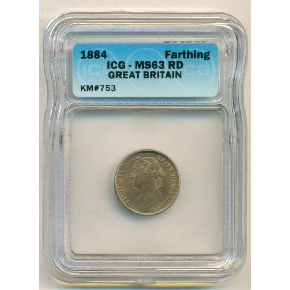 Great Britain 1884 Farthing MS63 RED ICG
